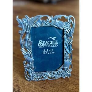 Seagull Pewter Ornate Decorative Picture Frame Gardening Nature 3.5x5 inches